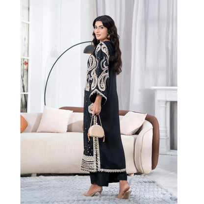 UA-286 Embroidered Viscose Silk Co-Ords Set | Umnaa