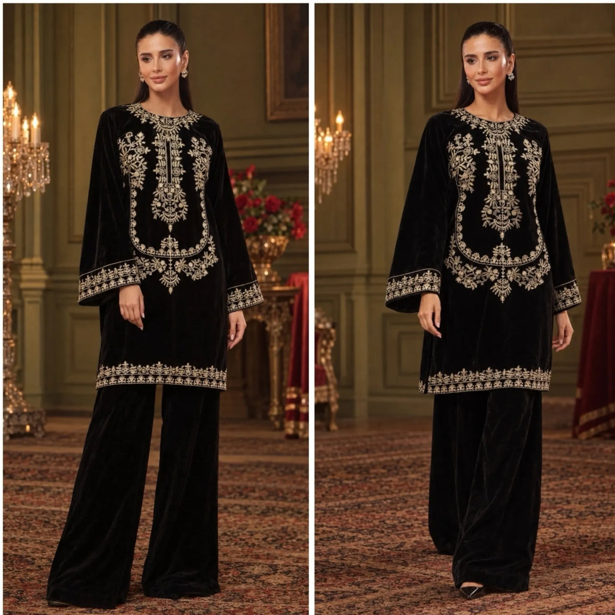 RA-42 Mehr-e-Noor Luxury Velvet Co-Ords | Raniya.h