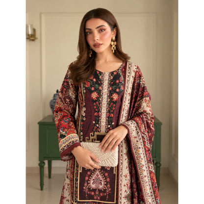 UA-325 Printed Kaftan Khaddar Style 3 Pc Collection | Umnaa