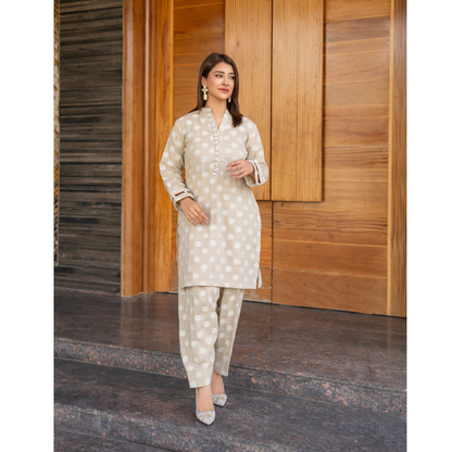 UA-86 2 Pc Jacquard Lawn Co-Ords Set | Ready to Wear | Umnaa