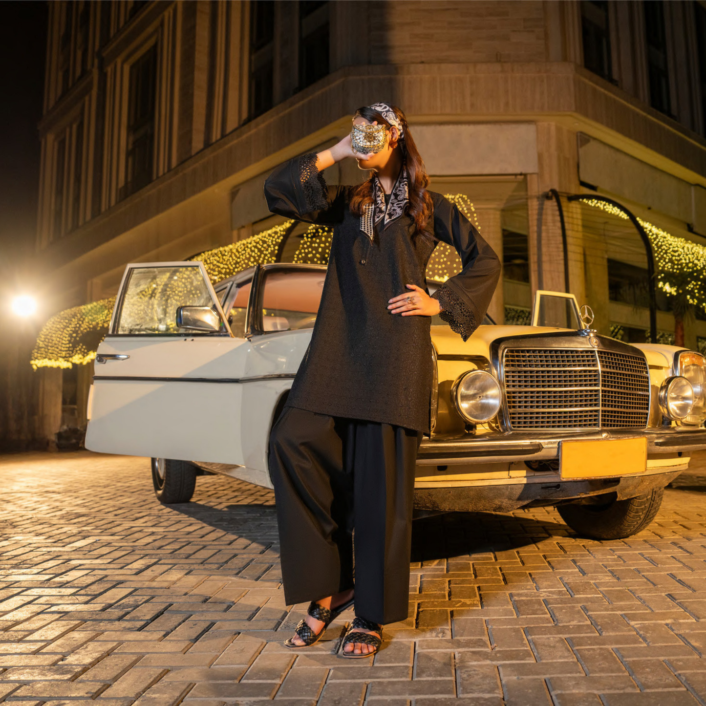 UCA-18 2 Pc Casual Cotton Farshi Shalwar Chikenkari Co-Ords Set | Ready to Wear | Casuallite