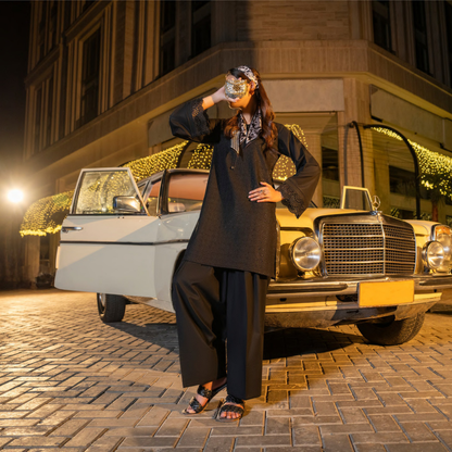 UCA-18 2 Pc Casual Cotton Farshi Shalwar Chikenkari Co-Ords Set | Ready to Wear | Casuallite