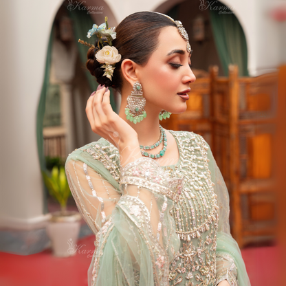 Luxury Embroidered soft Net long Maxi | Wedding Collection | karma Collection | UMKC01301