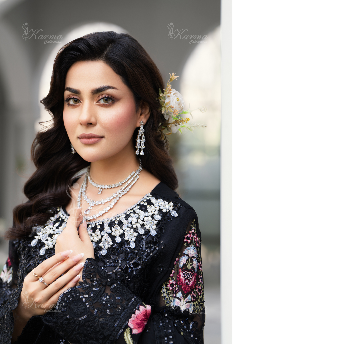 Luxury Embroidered Chiffon long Maxi with chiffon duppata  | Wedding Collection | karma Collection | UMKC01101
