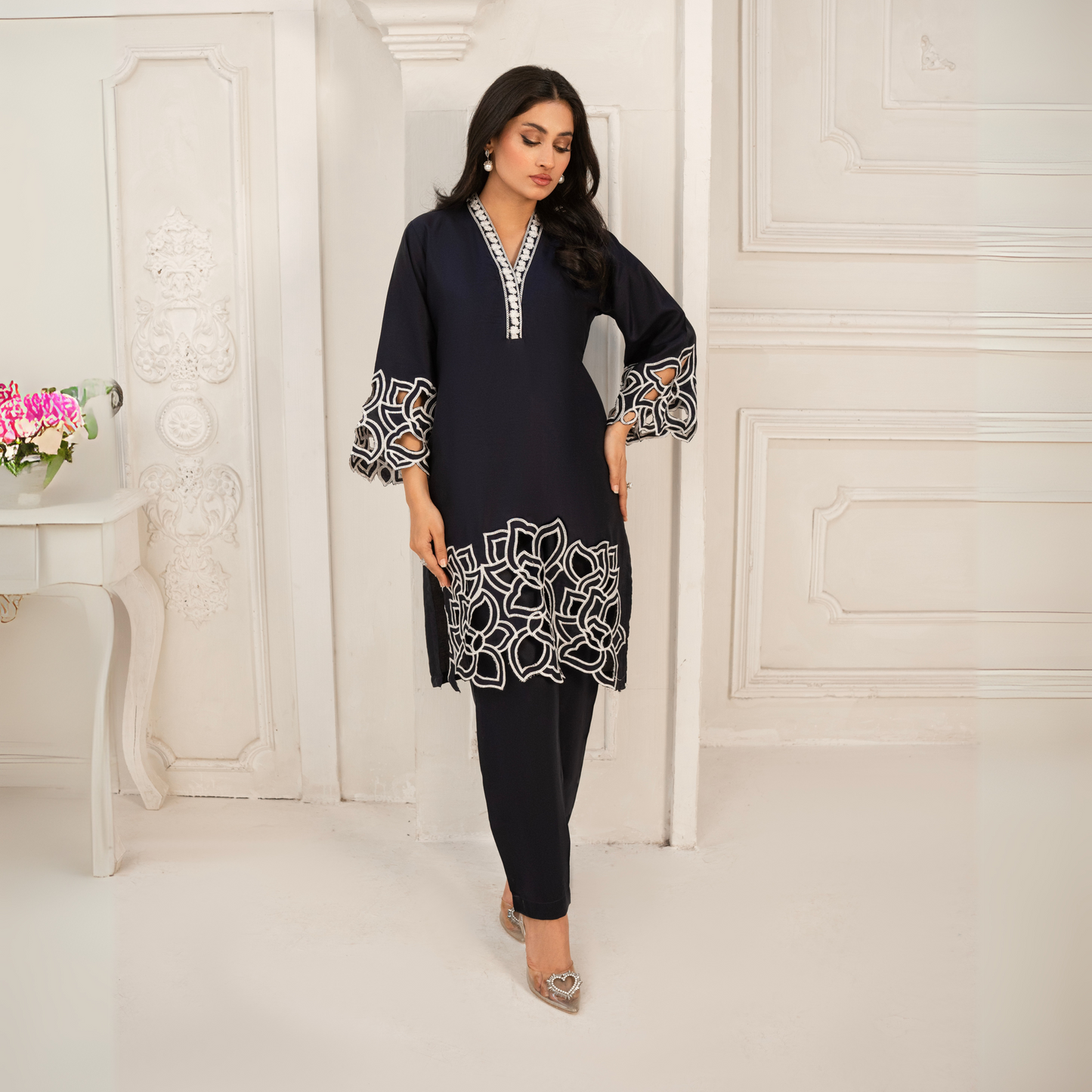 Embroidered Viscose Linen 2 Pc Pakistani Co Ord Set Dress | UMNAA