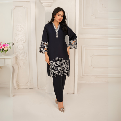 UA-55 Embroidered Viscose Linen 2 Pc Pakistani Co Ord Set Dress | UMNAA