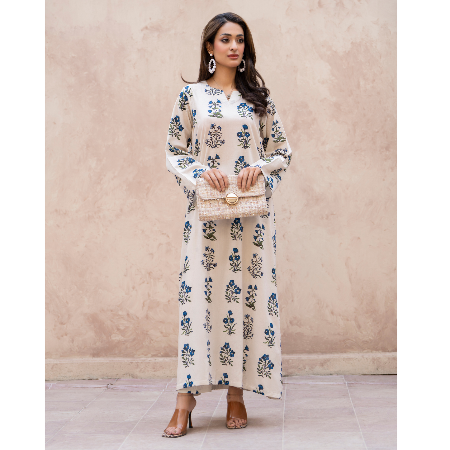 RA-34 Embroidered Lawn Kaftan Style and Short Farshi Shalwar 2 Piece Casual Summer Collection by Raniya.h