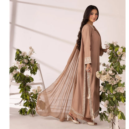 UMS-65 Lira by Simrans Embroidered Viscose Linen 3 Piece Suit | Premium Embroidered Shirt, Trouser & Dupatta | Semi Formal Women's Wear