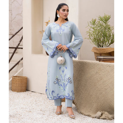 UA-247 Embroidered Cambric Cotton Kaftan Style Co-Ord Set Asian Wear | Umnaa