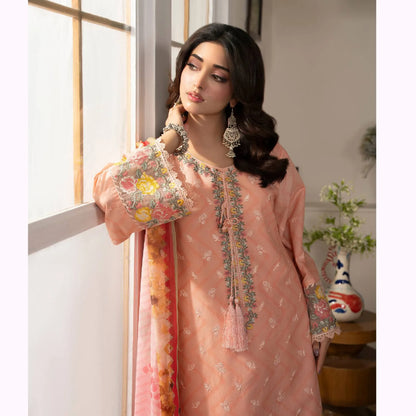 "Gulmahar" Embroidered Lawn Farshi Shalwar Collection by karma Collection