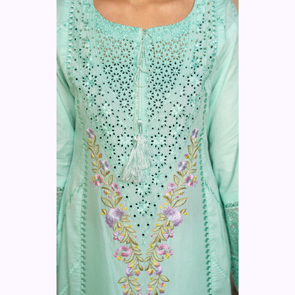 UKC-25 Embroidered Chikenkari Cambric Cotton Ready to Wear 3 Pc - Karma Collection