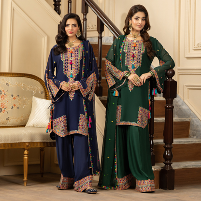 F-465 Luxury Georgette Chiffon Farshi Shalwar Collection by karma Collection