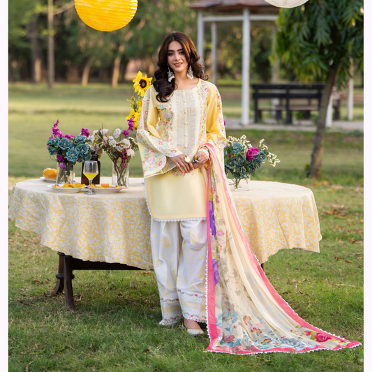 KC-1575 "Sunheri" Embroidered Festive Cambric Cotton Collection by Karma Collection
