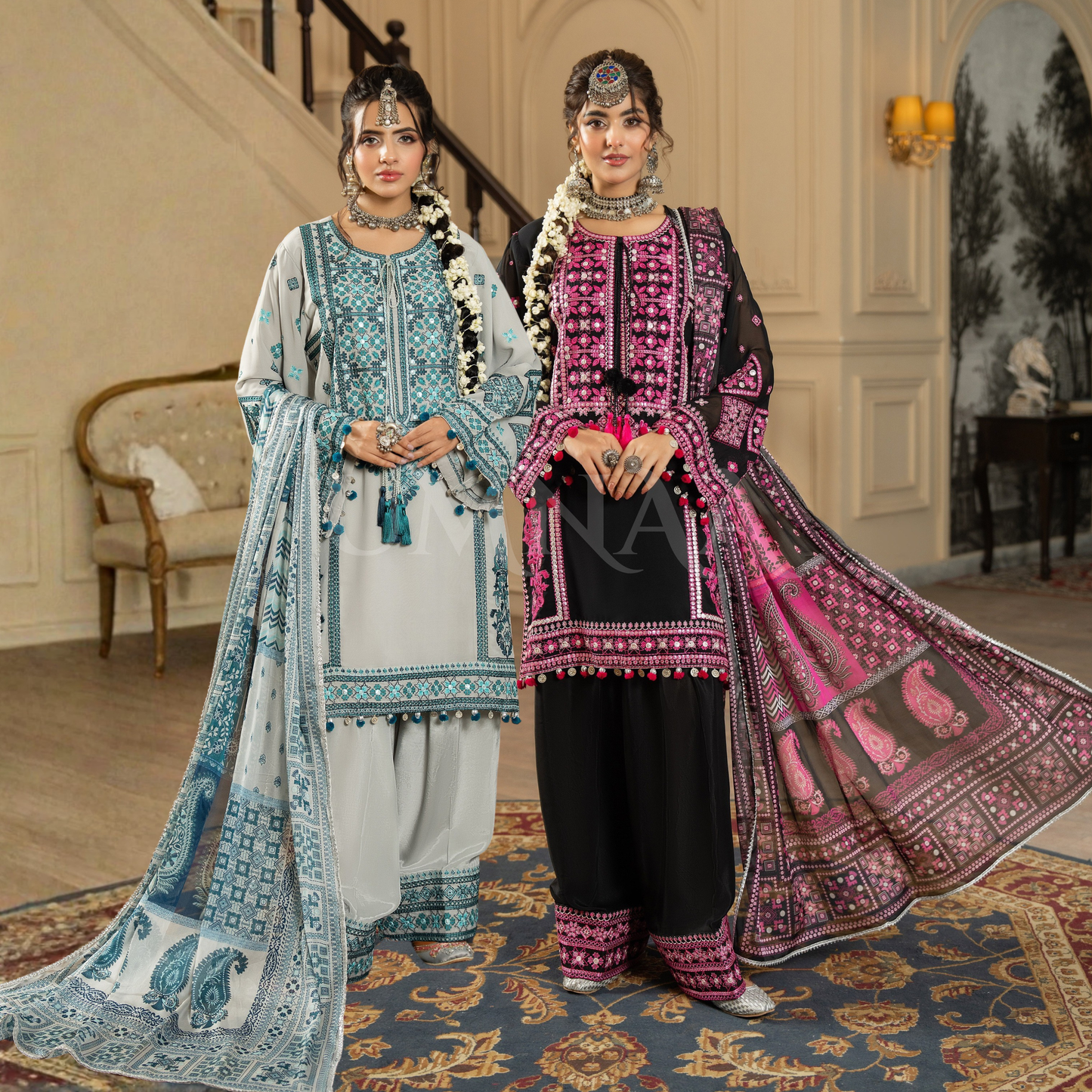F-470 Embroidered Georgette Farshi Shalwar Collection by karma Collection