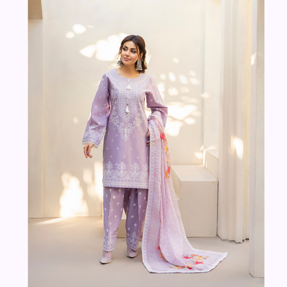 KC-1444 Embroidered Cambric Cotton Farshi Shalwar Ready to Wear 3 Pc - Karma Collection