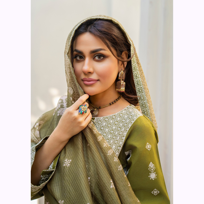 KC-1441 Embroidered Chikenkari Cambric Cotton Farshi Shalwar Ready to Wear 3 Pc - Karma Collection