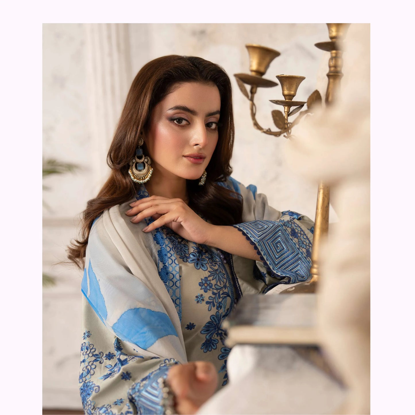 KC-1571 "Tabeer" Embroidered Festive Cambric Cotton Collection by Karma Collection