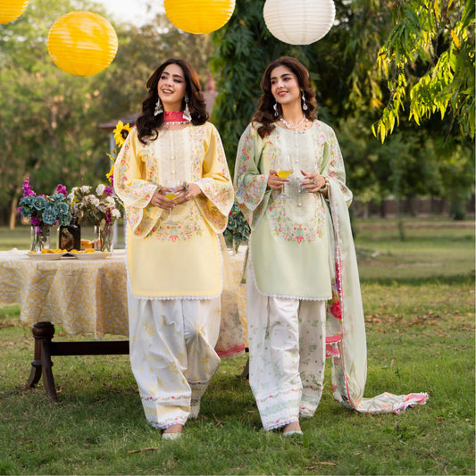 KC-1575 "Sunheri" Embroidered Festive Cambric Cotton Collection by Karma Collection