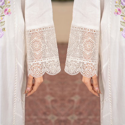 UKC-25 Embroidered Chikenkari Cambric Cotton Ready to Wear 3 Pc - Karma Collection