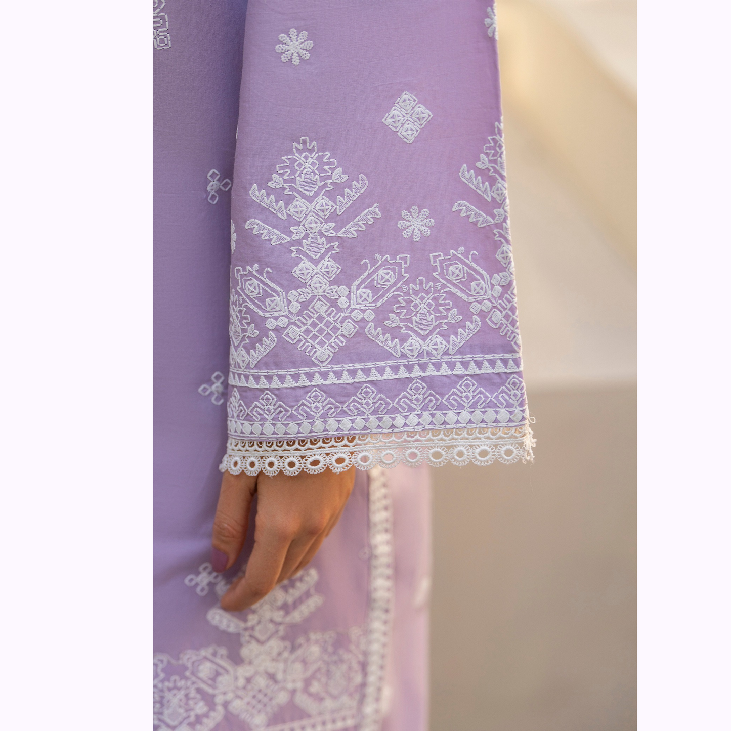 KC-1444 Embroidered Cambric Cotton Farshi Shalwar Ready to Wear 3 Pc - Karma Collection