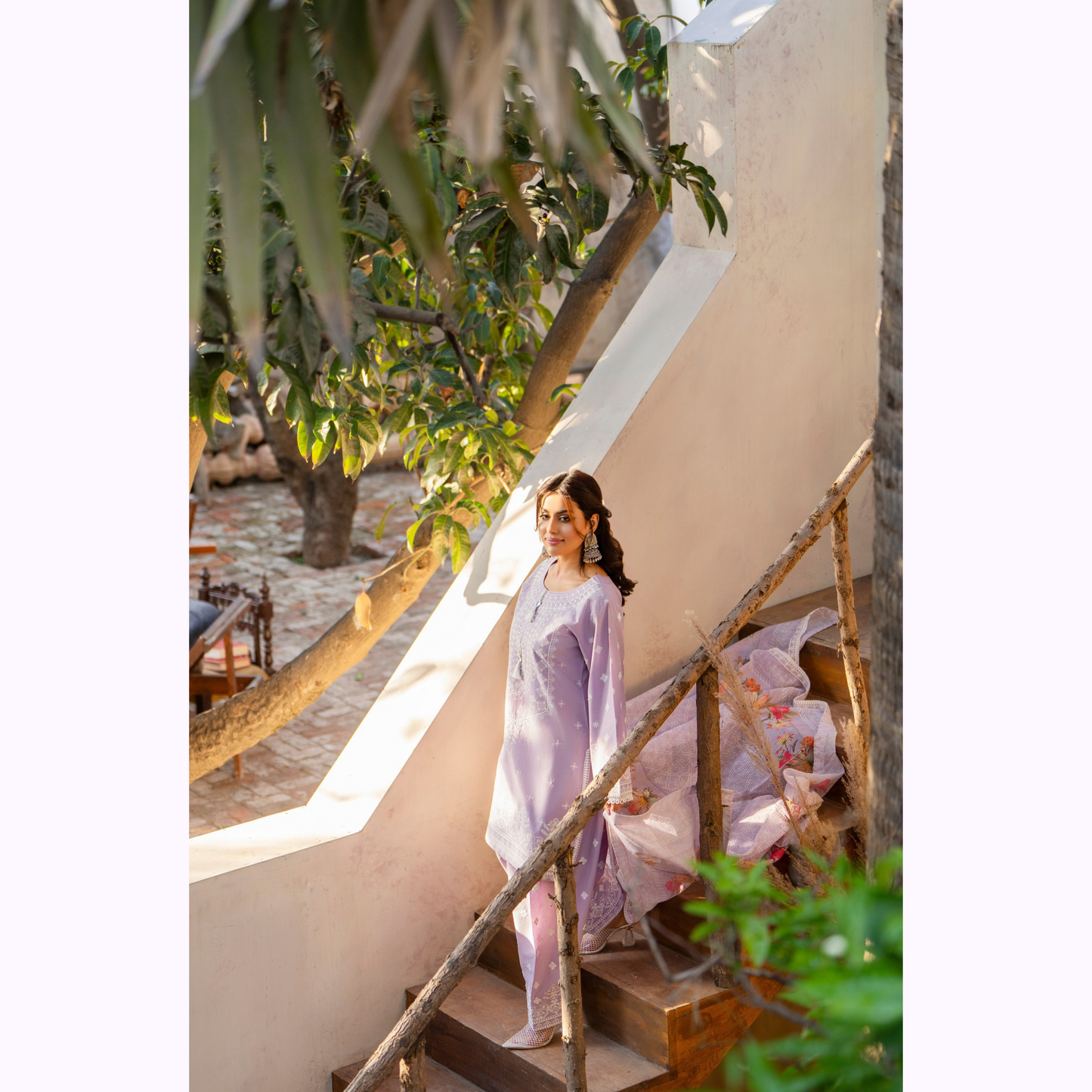 KC-1444 Embroidered Cambric Cotton Farshi Shalwar Ready to Wear 3 Pc - Karma Collection