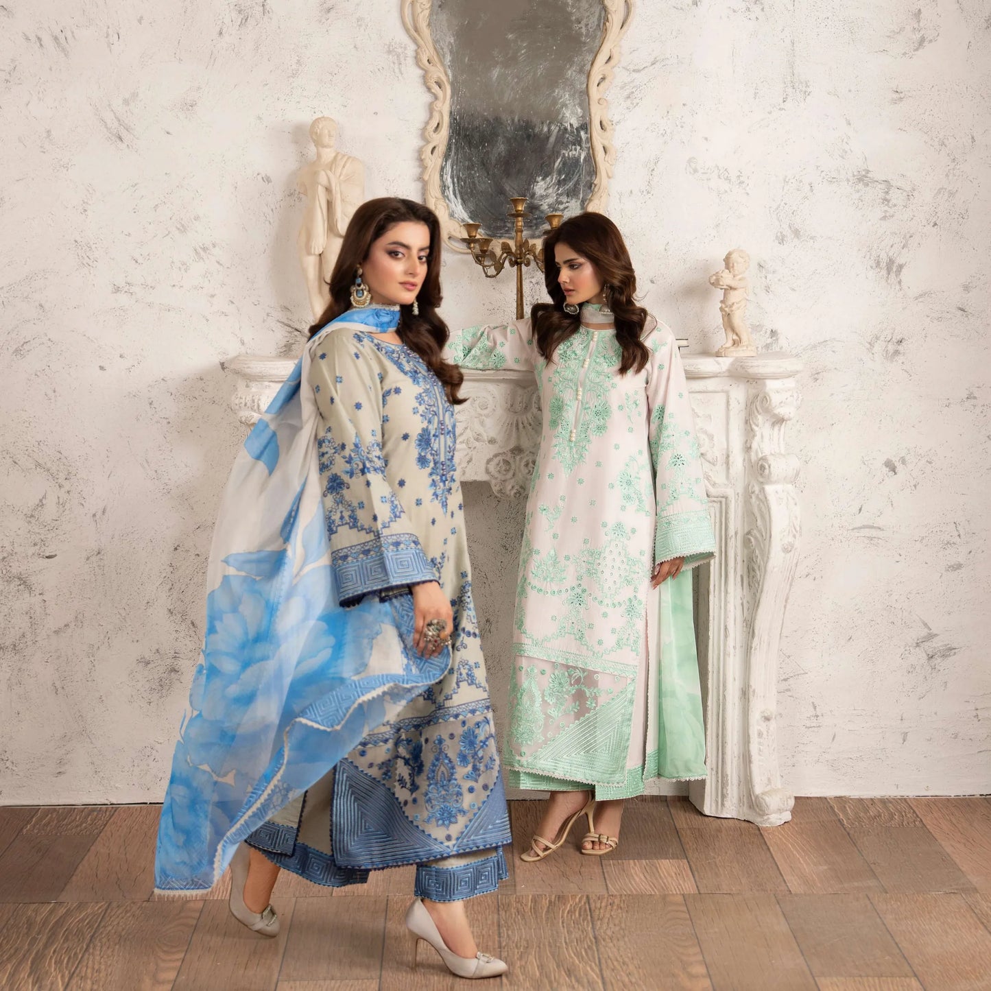 KC-1571 "Tabeer" Embroidered Festive Cambric Cotton Collection by Karma Collection