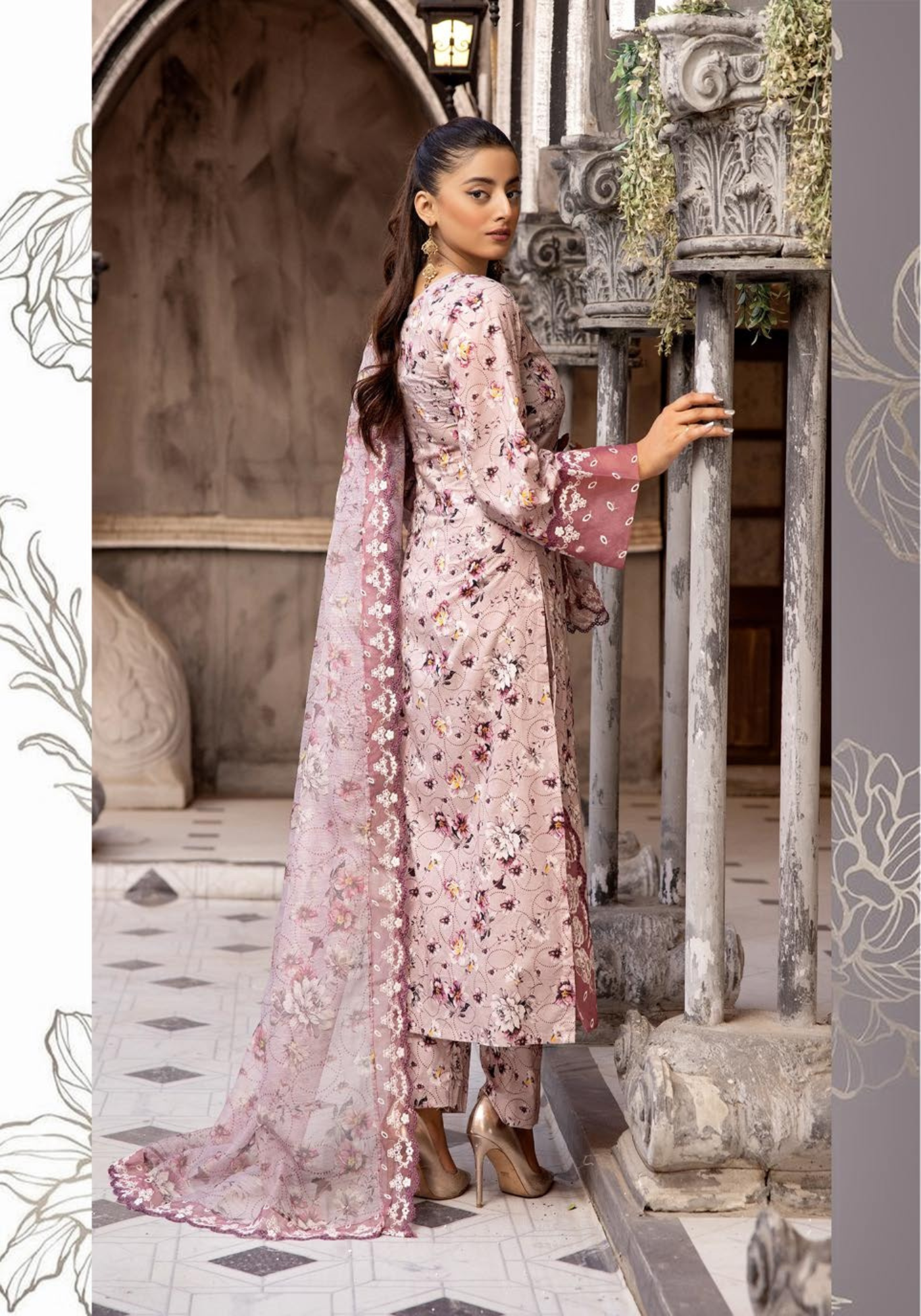 Petal Pink 3 Pc Chikankari Lawn Collection | SIMRANS