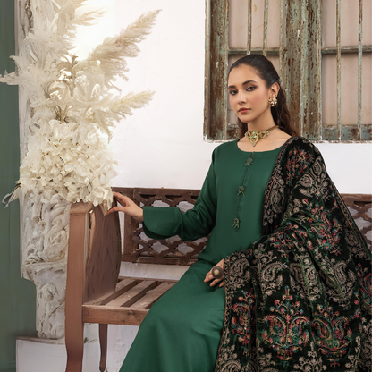 Dhanak Dress Heavily Embroidered Velvet Shawl  3 Pc Ready-to-wear by SIMRANS