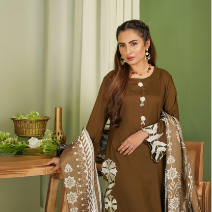 3 Pc Winter Linen Collection with Wool Shawl | Winter Collection | SIMRANS