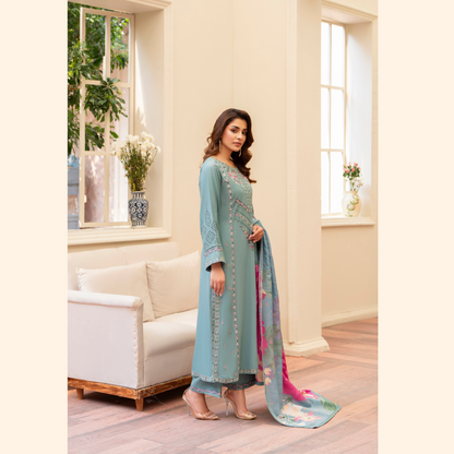 (SEA GREEN) 3 Pc Ready to Wear Embroidered Printed Collection | Karma Collection | UMKC0802