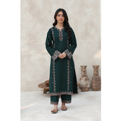 UA-28 2 Pc Embroidered Dhanak Pakistani Co-Ords Set Dress | UMNAA