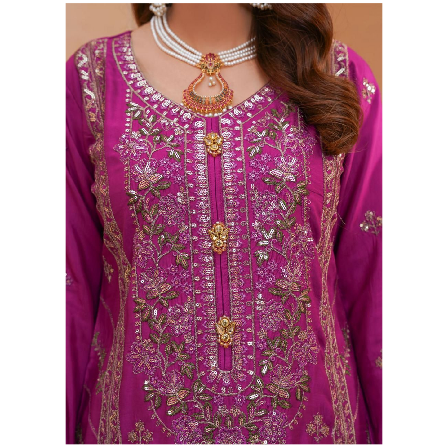 Luxury Embroidered Viscose Linen Dress 3 Pc | Winter Collection | Umnaa