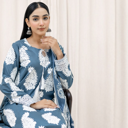 Winter Linen Embroidered Dress 3 Pc |Ready to Wear| Rangz | UMRGZ3800