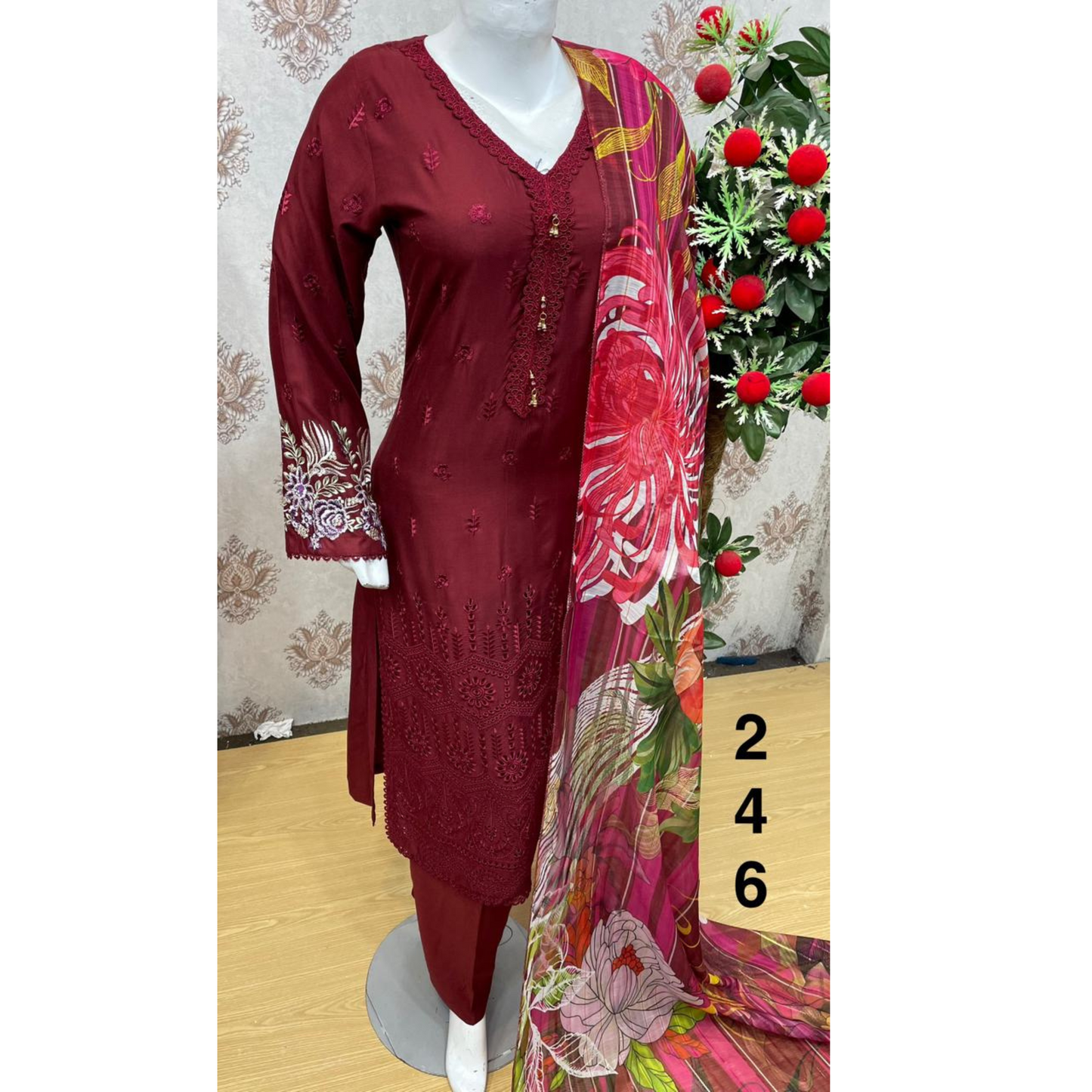 3 Pc Luxury mother daughter Embroidered Linen Collection-UMNAA
