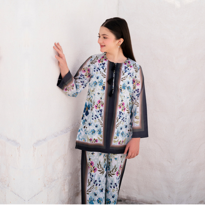 2 Pc Mother & Daughter Pakistani Printed Co-ord Set Collection by Garnet