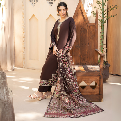 UA-60 Embroidered Viscose Linen 3 Pc Pakistani Dress | UMNAA