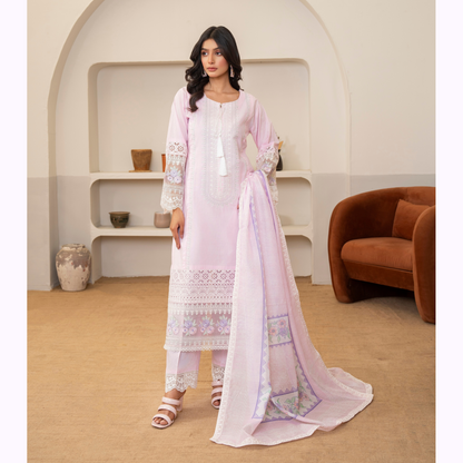 UKC-34 Embroidered Cambric Cotton Dress Ready to Wear 3 Pc - Karma Collection