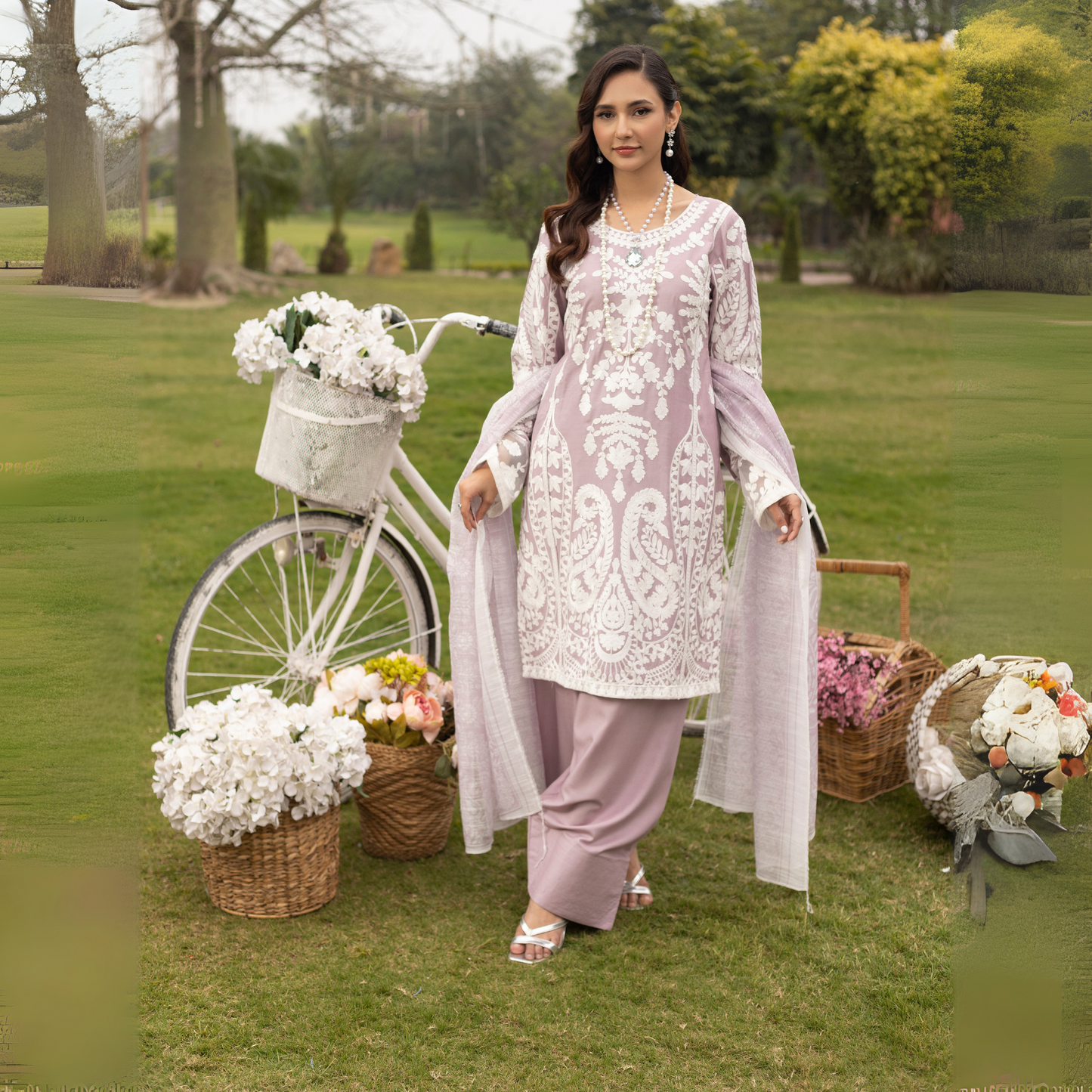 UMS-17 Embroidered Linen Farshi Shalwar kameez 3 Pc Pakistani Dress | Ready to wear | Simrans