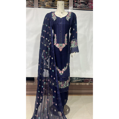 UA-65 3 Pc Luxury Embroidered Chiffon Collection- Umnaa