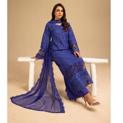 UMS-18 Embroidered Linen Chikenkari 3 Pc Pakistani Dress | Ready to wear | Simrans