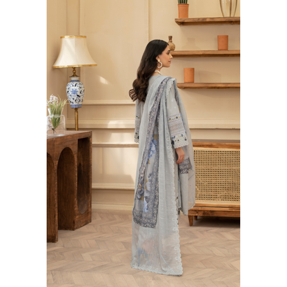 KC-1434 Embroidered Chikenkari Cambric Cotton Dress Ready to Wear 3 Pc - Karma Collection