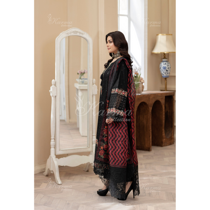 KC-1431 Embroidered Cambric Cotton Dress Ready to Wear 3 Pc - Karma Collection