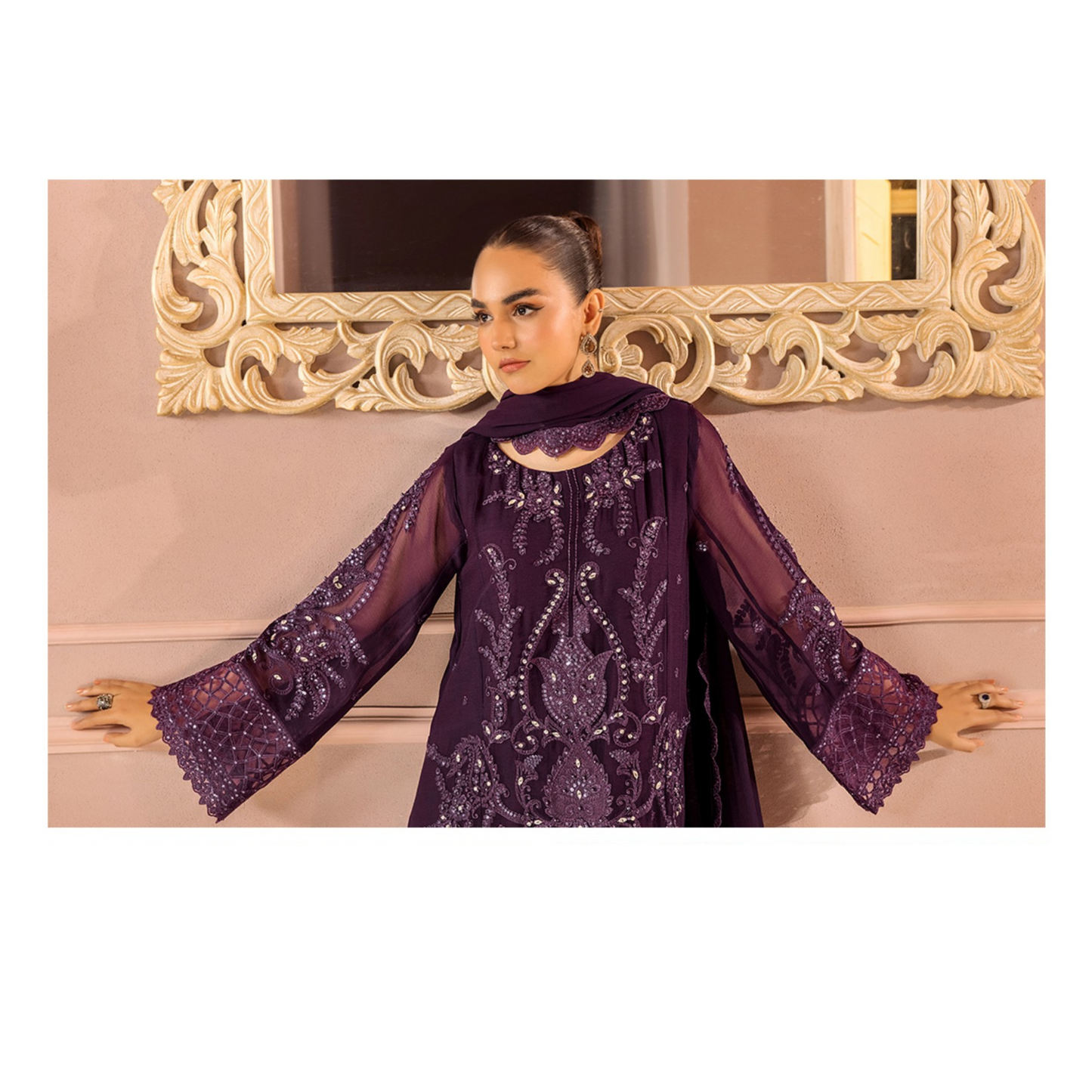 UTT-03 Embroidered Luxury Chiffon 3 Pc Pakistani Dress | Ready to wear | Traditional Thread