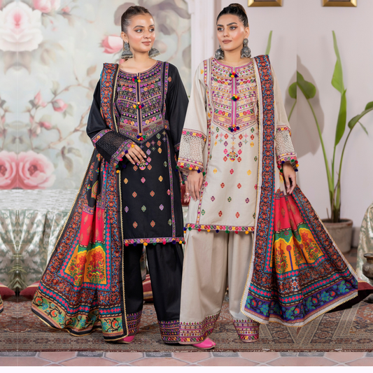 KC-1454 Trendy farshi Shalwar Embroidered Cotton Collection Ready to Wear 3 Pc - Karma Collection