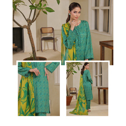 USN-14 Printed Lawn 3 Pc Dress | Ready to Wear | Saphron
