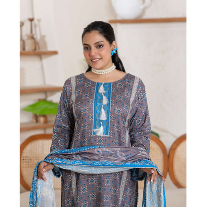 UA-106 Printed "Ajrak Style" Linen Collection by UMNAA