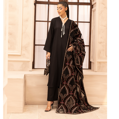 UMS-37 Hanna by Simrans Embroidered Dhanak Dress with Winter Laser Cut Shawl | Ready to Wear | Asian Clothes