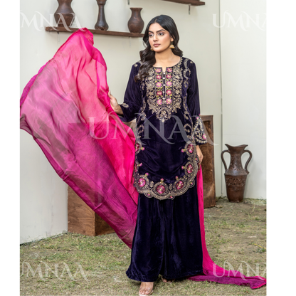 UA-141 3 Luxury Velvet Sharara collection by Umnaa
