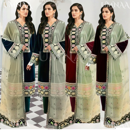UA-142 Embroidered Luxury Velvet Collection by Umnaa | Asian clothes