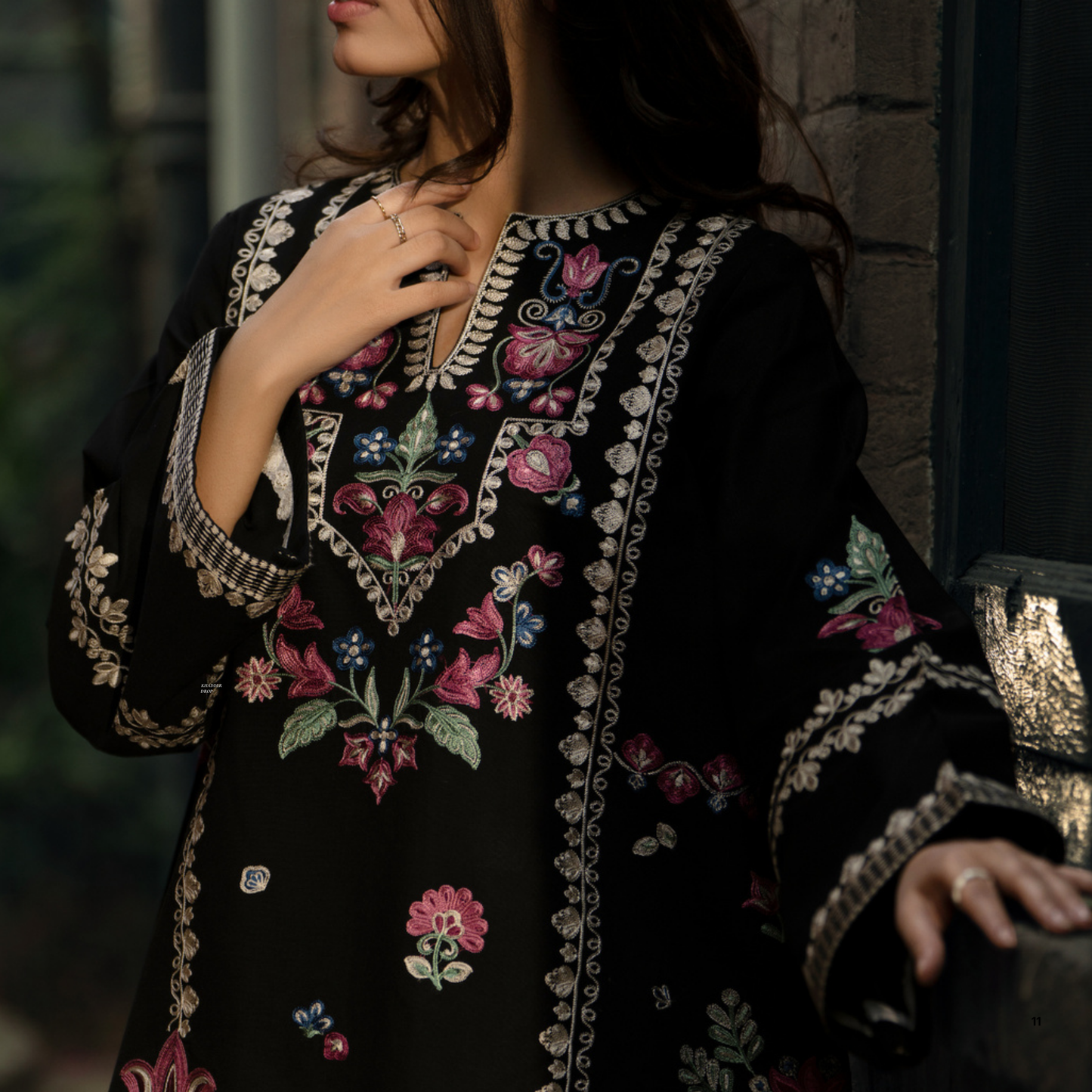 UCA-33 "Shadows" Embroidered Khaddar with Wool Shawl Winter Collection by Casuallite